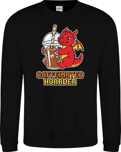 Caffeinated Hoarder - Funny Pixel Art Iced Coffee Dragon