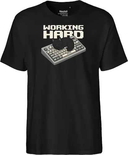 Working Hard - Funny Black Cat on Keyboard Pixel Art
