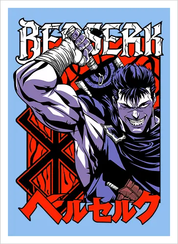 Guts Berserker Rage - berserk, guts, berserker armor, dark anime, sword warrior, manga art, dark fantasy, anime battle - Kunstdruck