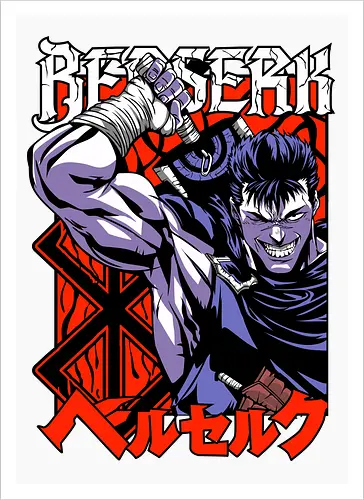 Guts Berserker Rage - berserk, guts, berserker armor, dark anime, sword warrior, manga art, dark fantasy, anime battle - Kunstdruck