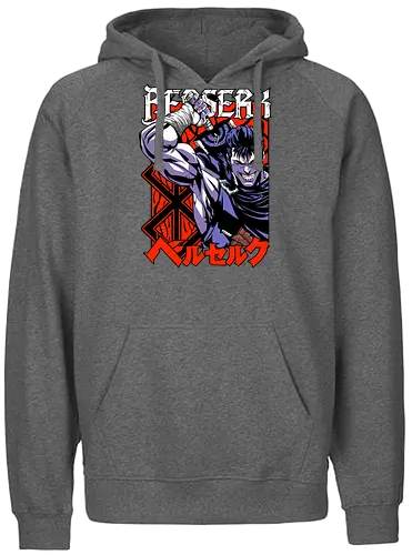 Guts Berserker Rage - berserk, guts, berserker armor, dark anime, sword warrior, manga art, dark fantasy, anime battle - Fairtrade Hoodie