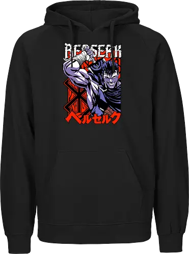 Guts Berserker Rage - berserk, guts, berserker armor, dark anime, sword warrior, manga art, dark fantasy, anime battle - Fairtrade Hoodie