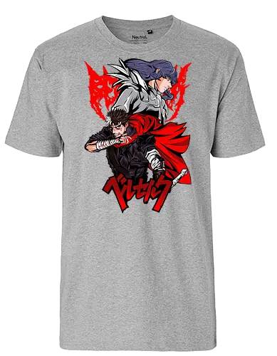 Guts vs Griffith Fate Clash - berserk, guts, griffith, anime rivalry, dark fantasy, manga scene, epic battle, anime aesthetic - Fairtrade T-Shirt