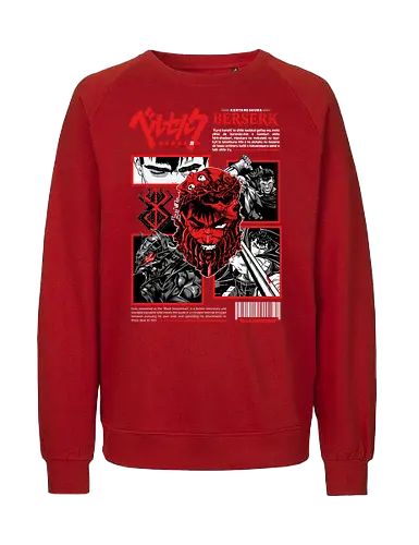 Dark Resolve - berserk, guts, black white anime, manga panel, dark warrior, sword fighter, anime art, seinen anime - Fairtrade Sweatshirt