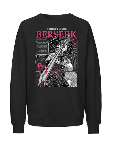 Eternal Struggle - berserk, guts, manga panel, dark anime, struggle theme, sword warrior, seinen manga, anime art - Fairtrade Sweatshirt
