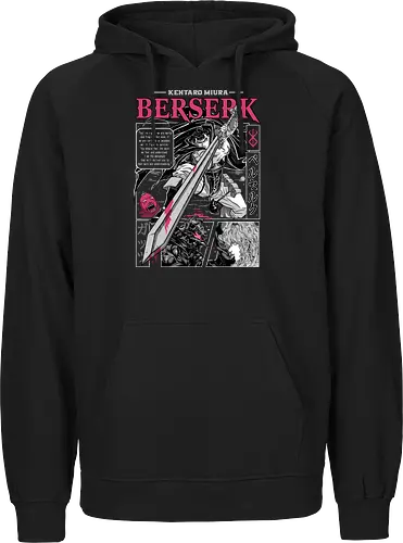 Eternal Struggle - berserk, guts, manga panel, dark anime, struggle theme, sword warrior, seinen manga, anime art - Fairtrade Hoodie