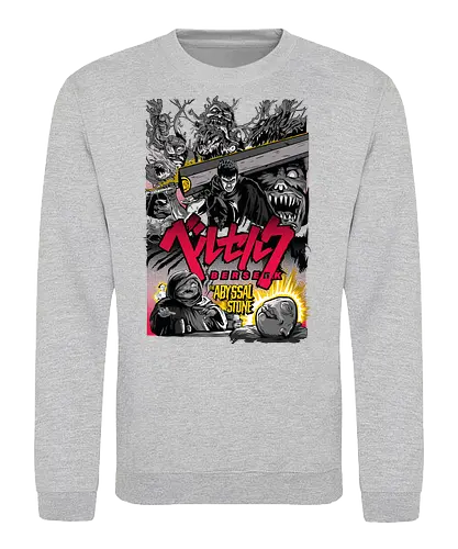 Berserk Abyssal War - berserk, dark creatures, anime battle, horror fantasy, manga art, chaos scene, seinen anime, epic fight - Sweatshirt