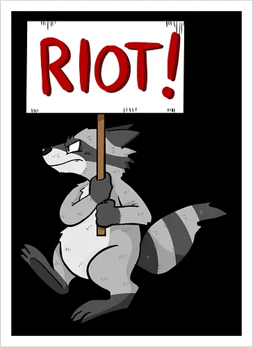 Riot Raccoon Neu - Raccoon, Waschbär, Demo - Kunstdruck