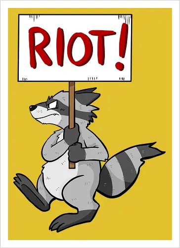 Riot Raccoon Neu - Raccoon, Waschbär, Demo - Kunstdruck