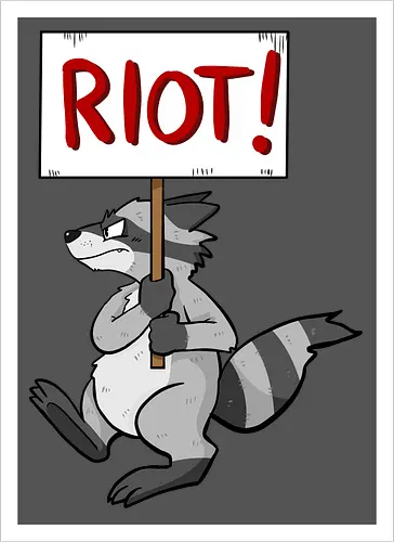 Riot Raccoon Neu - Raccoon, Waschbär, Demo - Kunstdruck