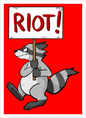Riot Raccoon Neu - Raccoon, Waschbär, Demo - Kunstdruck