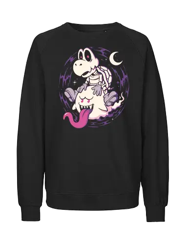 Ghost Ride Buddies - ghost, spooky, halloween, horror, game, gamer, cute, kawaii, creepy, boo, retro, arcade, geek, nerd, dark, cartoon, fun, character, pop, alt - Fairtrade Sweatshirt