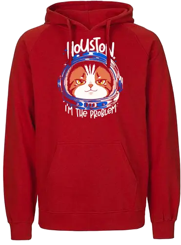 Houston Mood Problem - cat, space, astronaut, scifi, geek, nerd, humor, funny, meme, galaxy, universe, tech, future, cosmic, cartoon, pop, design, cool, attitude, trendy - Fairtrade Hoodie