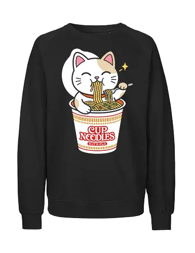 Cat Ramen: Slurp & Chill - Cat ramen, instant noodles shirt, kawaii cat art, cute kitten eating ramen, foodie apparel, cozy anime aesthetic, ramen lover gift, Japanese food art, cup noodles design, funny cat shirt - Fairtrade Sweatshirt