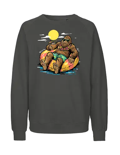 Cryptid Summer - bigfoot summer, beach, big foot, bigfoot, conspiracy, conspiracy theory, cryptid, cryptozoology, funny bigfoot, ocean, sasquatch, sea, squatch, summer, vacation - Fairtrade Sweatshirt