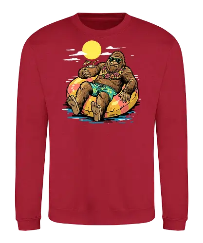 Cryptid Summer - bigfoot summer, beach, big foot, bigfoot, conspiracy, conspiracy theory, cryptid, cryptozoology, funny bigfoot, ocean, sasquatch, sea, squatch, summer, vacation - Sweatshirt