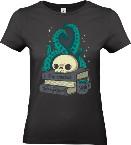 Lovecraftian Books Lover - lovecraftian, books, lovecraft, im booked, tentacles, cthulhu, horror, hobby, tea, skull, goth, creepy cute, spooky cute, love, xmorfina - Standard T-Shirt (Frauen)
