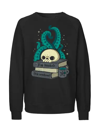 Lovecraftian Books Lover - lovecraftian, books, lovecraft, im booked, tentacles, cthulhu, horror, hobby, tea, skull, goth, creepy cute, spooky cute, love, xmorfina - Fairtrade Sweatshirt