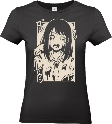 Schoolgirl Ghoul: Dark Anime Horror - Dark anime aesthetic, J-Horror art, creepy schoolgirl, gothic anime shirt, horror manga illustration, macabre fashion, otaku dark apparel, alternative anime style, ghost girl drawing, yandere horror aesthetic - Standard T-Shirt (Frauen)