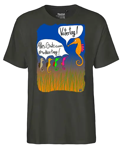 Vatertag - Muttertag, Vatertag, Biologie, Seepferdchen, Meer - Fairtrade T-Shirt