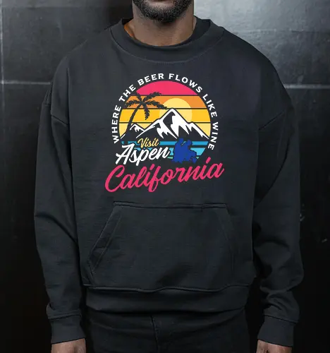 Visit Aspen California - Dumb And Dumber Spot  - dumb and dumber, 90s, aspen, california, comedy, funny, humor, jim carrey, retro, skiing, snow, summer, sun, vintage, movie - Cropped Sweatshirt