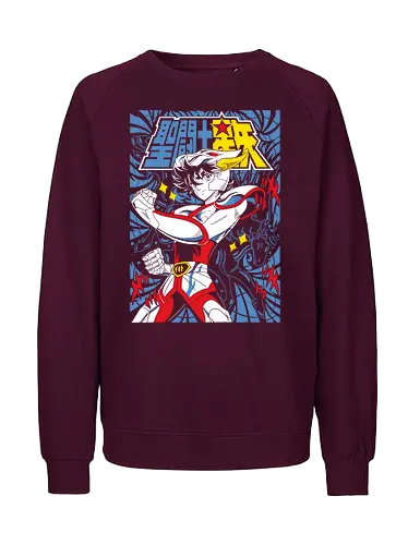 Pegasus Warrior – Rising Star - saint seiya, pegasus, anime knight, bronze saint, zodiac anime, anime battle, warrior armor, cosmos power - Fairtrade Sweatshirt