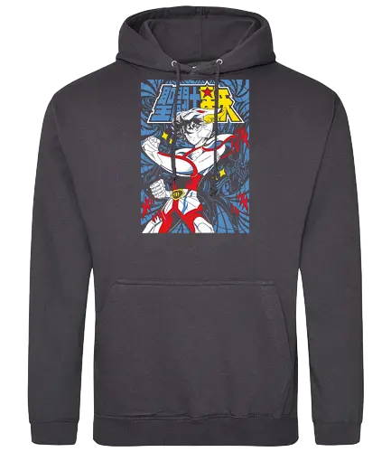 Pegasus Warrior – Rising Star - saint seiya, pegasus, anime knight, bronze saint, zodiac anime, anime battle, warrior armor, cosmos power - Standard Hoodie