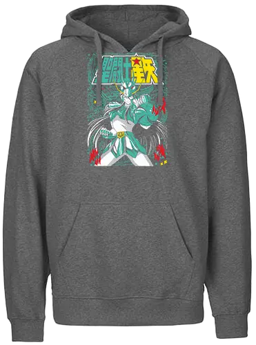 Dragon Warrior – Rising Power - saint seiya, dragon knight, anime warrior, bronze saint, martial arts, anime battle, dragon power, cosmos energy - Fairtrade Hoodie