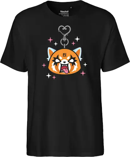 Aggretsuko: Metal Heart Keychain - Aggretsuko, Retsuko, metalhead cat, Sanrio anime, kawaii metal, red panda, office rage, heavy metal anime, cute but aggressive, anime keychain art - Fairtrade T-Shirt