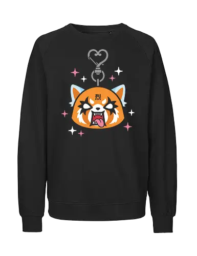Aggretsuko: Metal Heart Keychain - Aggretsuko, Retsuko, metalhead cat, Sanrio anime, kawaii metal, red panda, office rage, heavy metal anime, cute but aggressive, anime keychain art - Fairtrade Sweatshirt