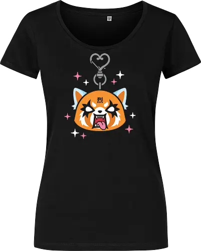 Aggretsuko: Metal Heart Keychain - Aggretsuko, Retsuko, metalhead cat, Sanrio anime, kawaii metal, red panda, office rage, heavy metal anime, cute but aggressive, anime keychain art - Damen T-Shirt