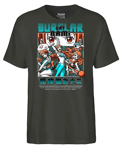 Cat Burglar Queen - Pirate, nami, straw hat crew, anime girl, pirate navigator, anime pirate, cat burglar, grand line - Fairtrade T-Shirt