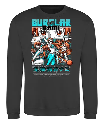Cat Burglar Queen - Pirate, nami, straw hat crew, anime girl, pirate navigator, anime pirate, cat burglar, grand line - Sweatshirt