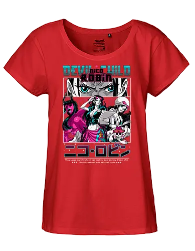 Devil Child - Pirate, nico robin, devil child, anime girl, straw hat crew, anime pirate, archaeologist, grand line - Fairtrade Girl Shirt