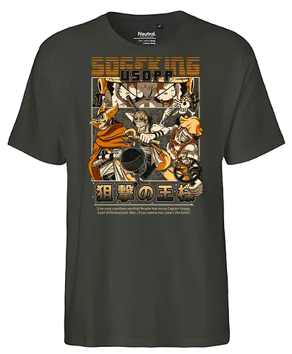 Sniper King Spirit - Pirate, usopp, sniper king, straw hat crew, anime pirate, brave warrior, anime sniper, grand line - Fairtrade T-Shirt