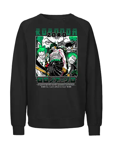 Three Sword Style - Pirate, zoro, roronoa zoro, swordsman anime, straw hat crew, anime pirate, santoryu, grand line - Fairtrade Sweatshirt