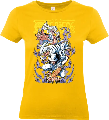 Divine Form - Pirate, nika power, anime transformation, pirate king, manga style, anime battle, straw hat crew, gear 5 - Standard T-Shirt (Frauen)