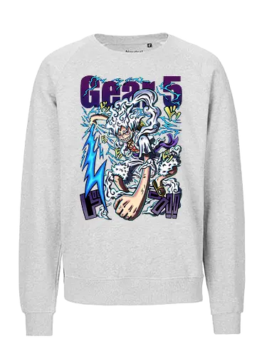 Neon God - manga art, anime power, Pirate, gear 5 luffy, sun god nika, anime transformation, neon anime, pirate king - Fairtrade Sweatshirt