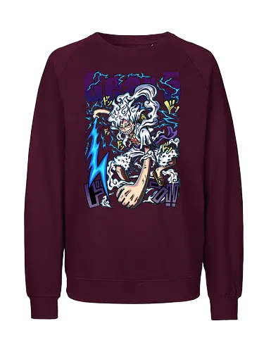 Neon God - manga art, anime power, Pirate, gear 5 luffy, sun god nika, anime transformation, neon anime, pirate king - Fairtrade Sweatshirt
