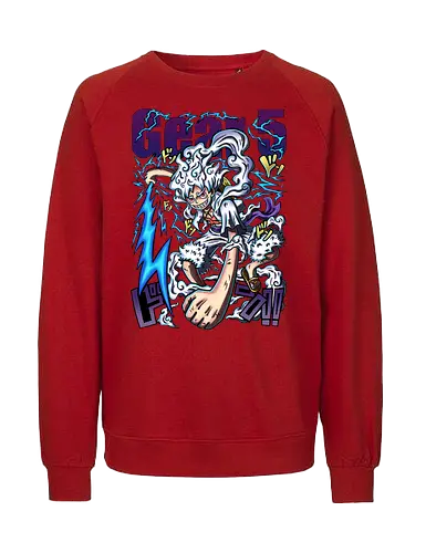 Neon God - manga art, anime power, Pirate, gear 5 luffy, sun god nika, anime transformation, neon anime, pirate king - Fairtrade Sweatshirt