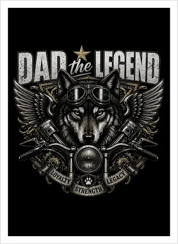 Dad the Legend - Wolf Biker