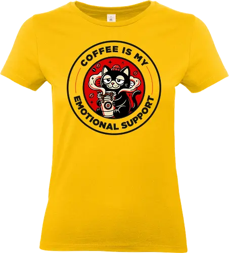 Coffee Is My Emotional Support - offee addict, caffeine humor, emotional support coffee, cat lover, funny coffee shirt, cute cafe art, espresso lover - Standard T-Shirt (Frauen)