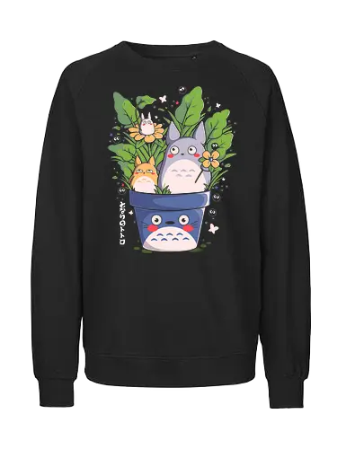 Spirits Garden - anime, kawaii, cozy, fantasy, spirit, forest, nature, magical, cute, japan, nostalgic, cottagecore, geek, otaku, plants, wholesome, aesthetic, soft, adorable, peaceful - Fairtrade Sweatshirt