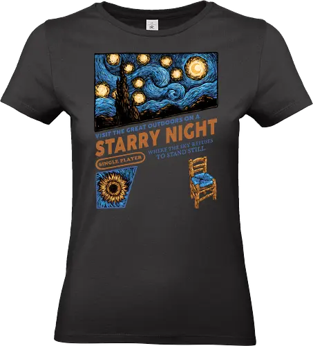 Starry Outdoors - Art, painting, paintings, artists, impressionist, impressionism, sky, stars, night - Standard T-Shirt (Frauen)