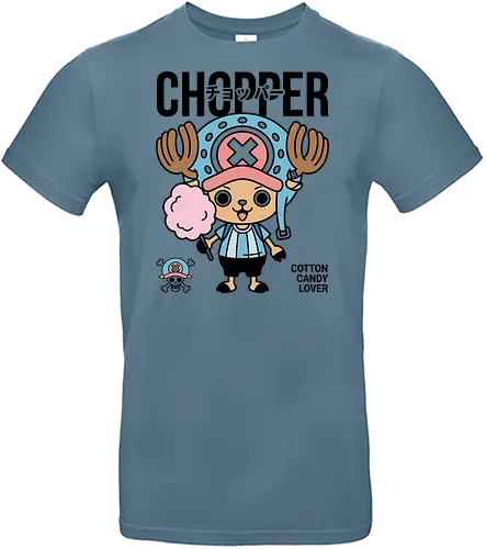 Cotton Candy Lover: Kawaii Chopper Graphic - anime graphic tee, kawaii anime clothing, Straw Hat Pirates gear, cute anime streetwear, Chopper Jolly Roger, manga pop art tee, Japanese text anime design, candy lover apparel - Standard T-Shirt