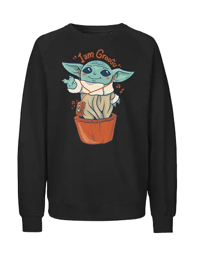 i am groogu  - Bounty Hunter, grogu, movies, 80s, 90s, vintage, classic, music, alien, ufo - Fairtrade Sweatshirt