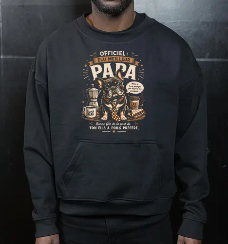 Elu Meilleur Papa Bouledogue Français Vintage Cadeau Fete des Peres