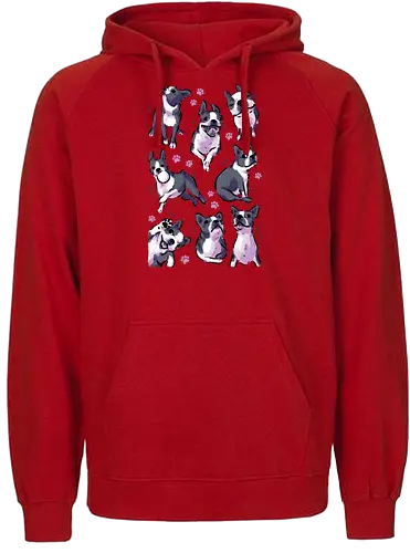 Boston Terrier Love White - boston terrier, dog, funny boston, cute boston, kawaii boston, pet, pattern, dogs, seamless, watrcolor, love, lover, collection, animal, xmorfina - Fairtrade Hoodie