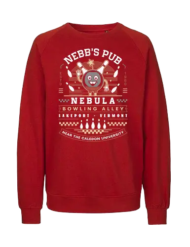Nebb Bowling Mascot Emblem - Strange Life, butterfly, before the storm, Chloe, Max, rachel amber, arcadia bay, video game, gaming, gamer, rocky mountain record traders, the black lantern, true colors, alex chen, haven springs - Fairtrade Sweatshirt