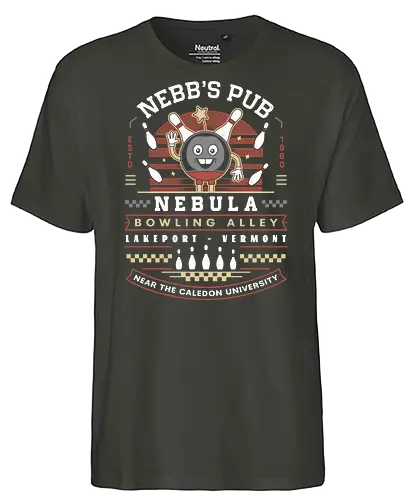 Nebb Bowling Mascot Emblem - Strange Life, butterfly, before the storm, Chloe, Max, rachel amber, arcadia bay, video game, gaming, gamer, rocky mountain record traders, the black lantern, true colors, alex chen, haven springs - Fairtrade T-Shirt